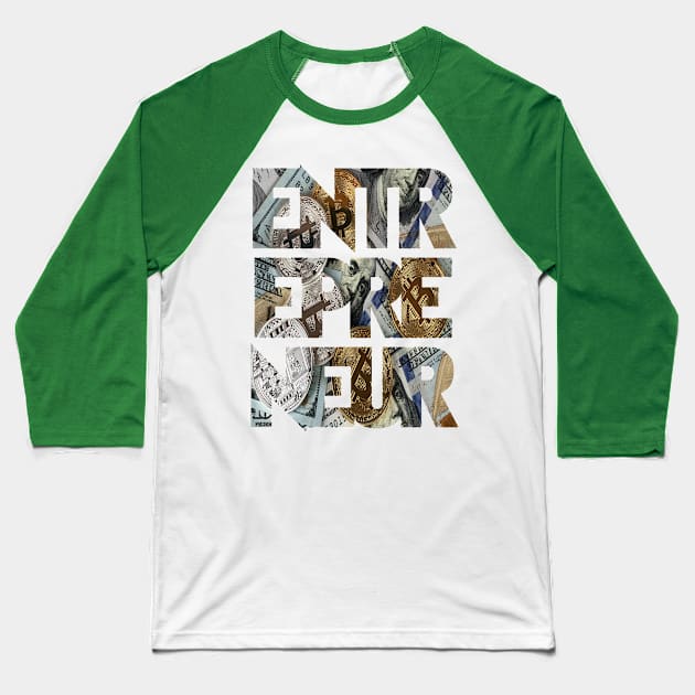 Eternal Entrepreneur : Cash x Bitcoin Baseball T-Shirt by FOOTBALL IS EVERYTHING